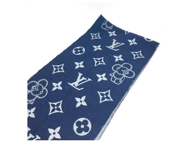 Sciarpa a frange Vivienne Dragonne di Louis Vuitton Rosso Blu navy - vista 2
