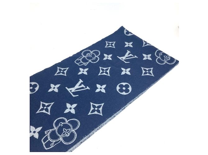 Sciarpa a frange Vivienne Dragonne di Louis Vuitton Rosso Blu navy - vista 4