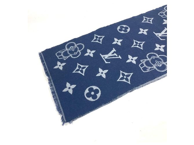 Sciarpa a frange Vivienne Dragonne di Louis Vuitton Rosso Blu navy - vista 5