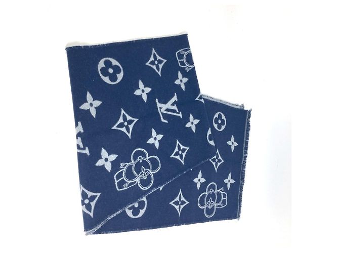 Sciarpa a frange Vivienne Dragonne di Louis Vuitton Rosso Blu navy - vista 9