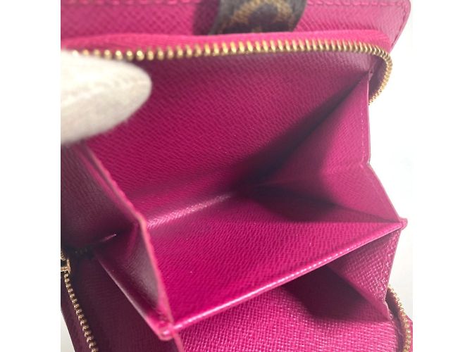 Billetera compacta con cremallera perforada Monogram Louis Vuitton Castaño Rosa Fucsia - vista 11