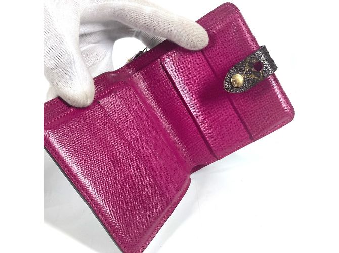 Billetera compacta con cremallera perforada Monogram Louis Vuitton Castaño Rosa Fucsia - vista 13