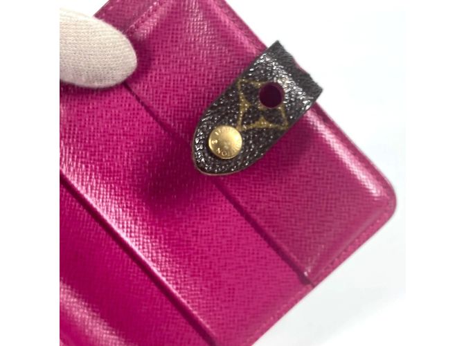 Billetera compacta con cremallera perforada Monogram Louis Vuitton Castaño Rosa Fucsia - vista 14