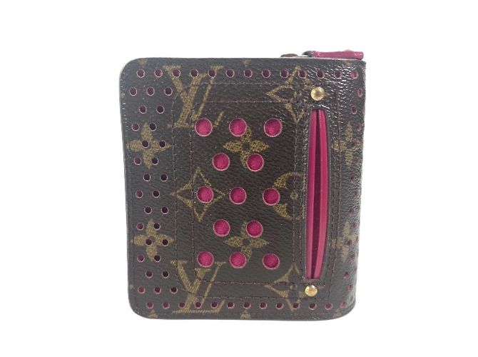 Billetera compacta con cremallera perforada Monogram Louis Vuitton Castaño Rosa Fucsia - vista 2