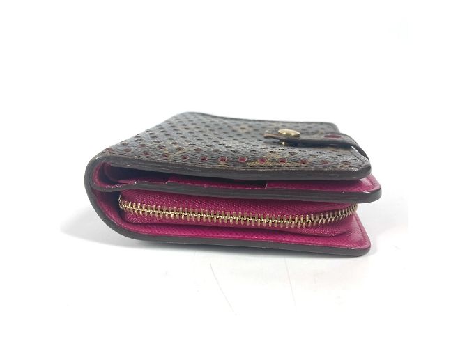 Billetera compacta con cremallera perforada Monogram Louis Vuitton Castaño Rosa Fucsia - vista 3