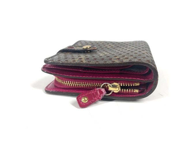 Billetera compacta con cremallera perforada Monogram Louis Vuitton Castaño Rosa Fucsia - vista 4