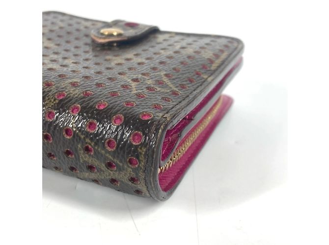 Billetera compacta con cremallera perforada Monogram Louis Vuitton Castaño Rosa Fucsia - vista 5