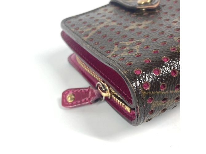Billetera compacta con cremallera perforada Monogram Louis Vuitton Castaño Rosa Fucsia - vista 6
