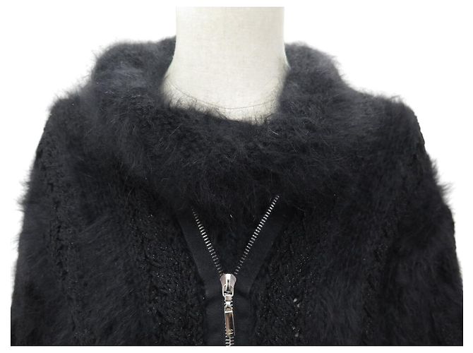 NEUES CHANEL-SWEATER MIT REISSVERSCHLUSS P33519 AUS SCHWARZER ANGORAWOLLE GRÖSSE 36 SCHWARZER SWEATER - Ansicht 2