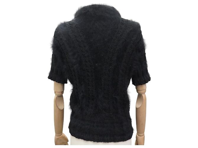 NEUES CHANEL-SWEATER MIT REISSVERSCHLUSS P33519 AUS SCHWARZER ANGORAWOLLE GRÖSSE 36 SCHWARZER SWEATER - Ansicht 3