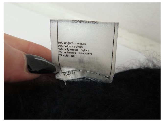 NEUES CHANEL-SWEATER MIT REISSVERSCHLUSS P33519 AUS SCHWARZER ANGORAWOLLE GRÖSSE 36 SCHWARZER SWEATER - Ansicht 5