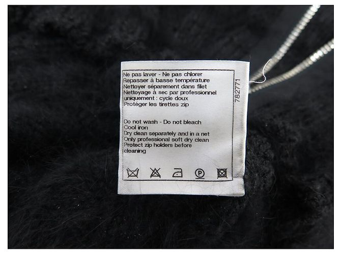 NEUES CHANEL-SWEATER MIT REISSVERSCHLUSS P33519 AUS SCHWARZER ANGORAWOLLE GRÖSSE 36 SCHWARZER SWEATER - Ansicht 7
