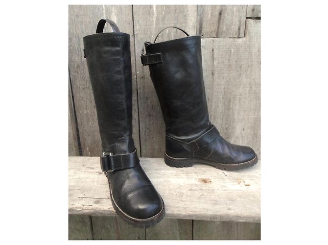 Stivali biker Marni in pelle nera Nero - vista 2