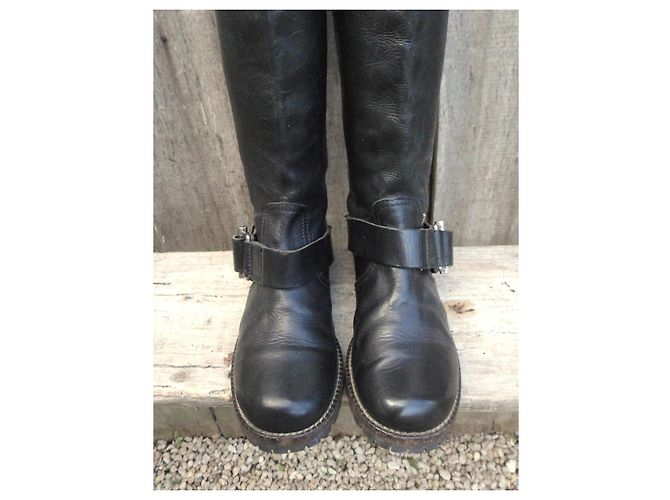 Stivali biker Marni in pelle nera Nero - vista 3