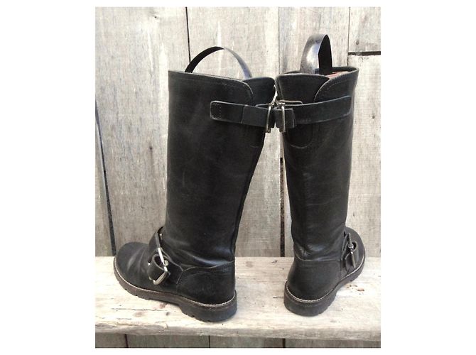 Stivali biker Marni in pelle nera Nero - vista 4