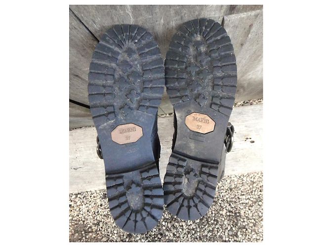 Stivali biker Marni in pelle nera Nero - vista 5