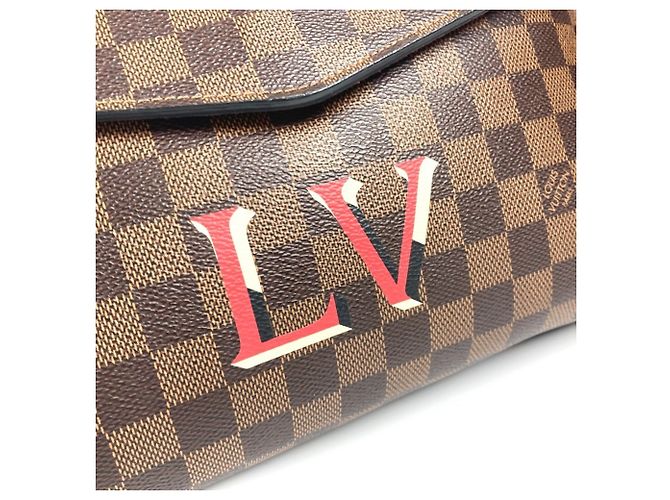 Borsa Tote Louis Vuitton Damier Bobur Scarlet Marrone Rosso Damier ebene - vista 5
