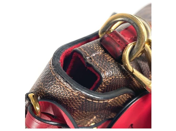Borsa Tote Louis Vuitton Damier Bobur Scarlet Marrone Rosso Damier ebene - vista 9