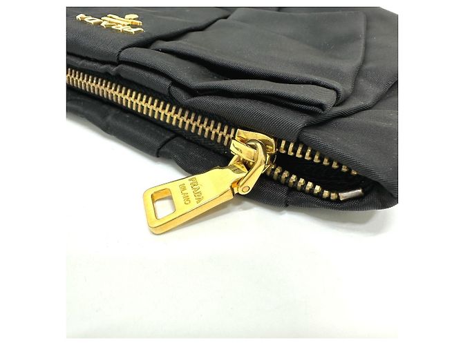 Ribbon Pochette con tracolla in nastro logo Prada 1N1422 Nero - vista 7