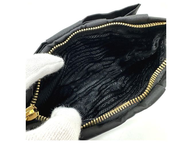 Ribbon Pochette con tracolla in nastro logo Prada 1N1422 Nero - vista 9