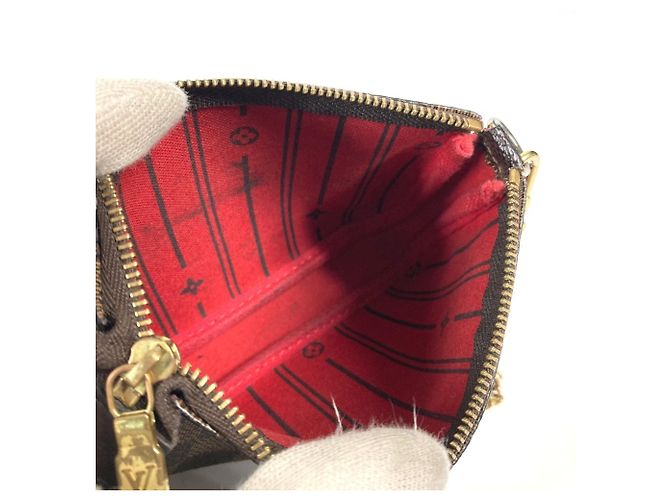 Borsa Accessorio Mini Pochette Damier T&B Louis Vuitton Marrone Rosso Damier ebene - vista 12