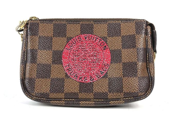 Borsa Accessorio Mini Pochette Damier T&B Louis Vuitton Marrone Rosso Damier ebene - vista 2