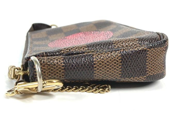 Borsa Accessorio Mini Pochette Damier T&B Louis Vuitton Marrone Rosso Damier ebene - vista 4