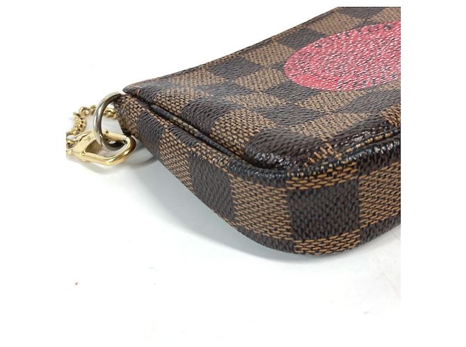 Borsa Accessorio Mini Pochette Damier T&B Louis Vuitton Marrone Rosso Damier ebene - vista 7