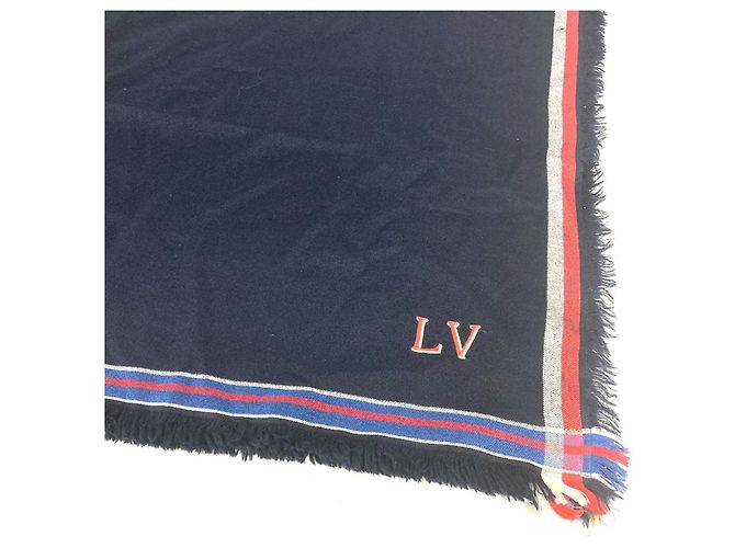 Sciarpa in lana e seta blu navy Louis Vuitton - vista 2