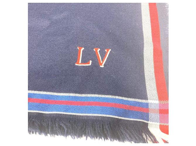 Sciarpa in lana e seta blu navy Louis Vuitton - vista 4