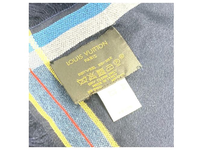 Sciarpa in lana e seta blu navy Louis Vuitton - vista 7