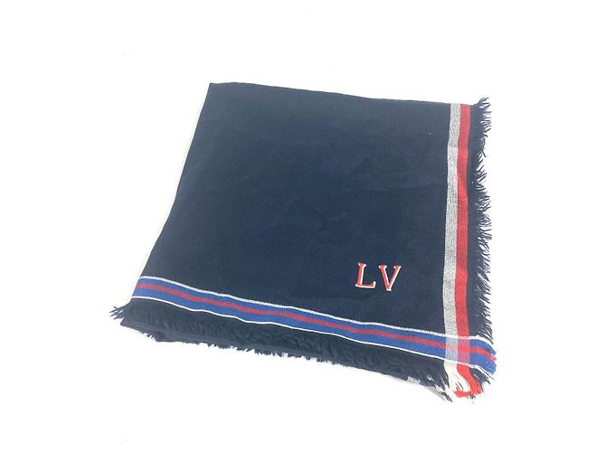 Sciarpa in lana e seta blu navy Louis Vuitton - vista 8
