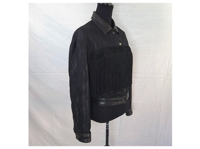 Moschino vintage giubbotto con frange anni '80 Nero - vista 4