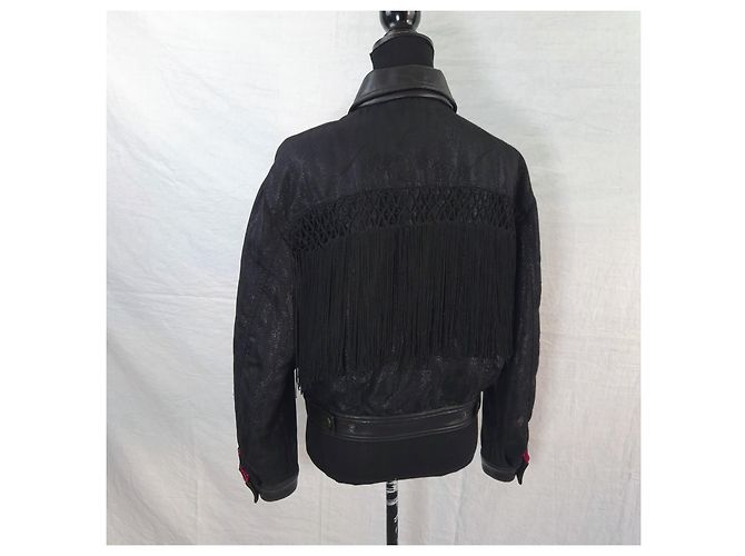 Moschino vintage giubbotto con frange anni '80 Nero - vista 9
