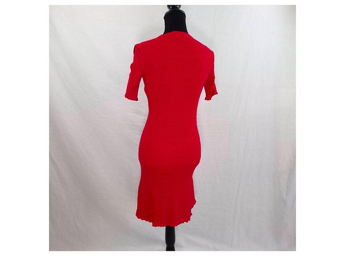 Rotes Kenzo Paris Kleid aus Stretchstrick - Ansicht 2