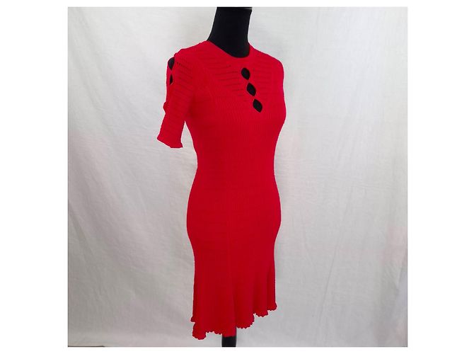 Rotes Kenzo Paris Kleid aus Stretchstrick - Ansicht 3
