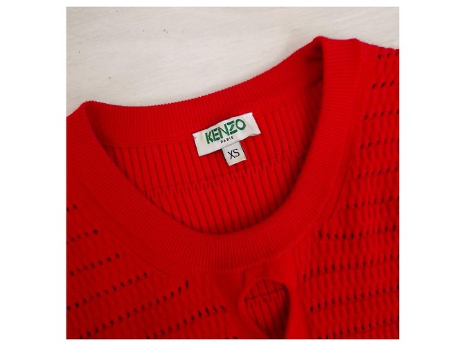 Rotes Kenzo Paris Kleid aus Stretchstrick - Ansicht 4
