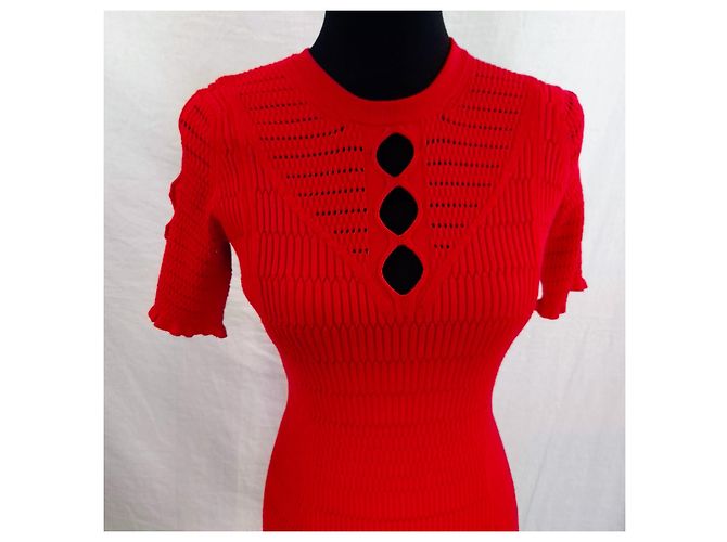 Rotes Kenzo Paris Kleid aus Stretchstrick - Ansicht 5
