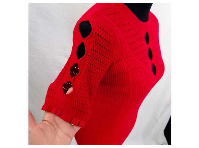Rotes Kenzo Paris Kleid aus Stretchstrick - Ansicht 6