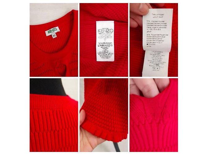 Rotes Kenzo Paris Kleid aus Stretchstrick - Ansicht 7