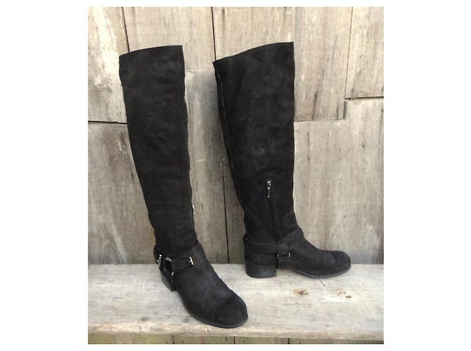 Botas Altas Dior Negras de Nubuck Negro - vista 2