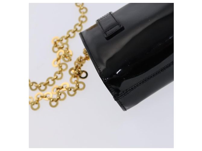 Borsa a spalla Vala Chain di Salvatore Ferragamo in smalto nero e oro Auth hk2388 D'oro - vista 16