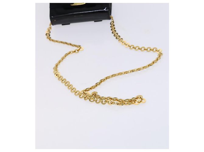 Borsa a spalla Vala Chain di Salvatore Ferragamo in smalto nero e oro Auth hk2388 D'oro - vista 7