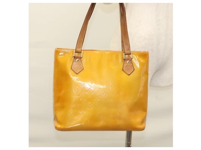 LOUIS VUITTON Monogram Vernis Borsa a Mano Houston Gialla M91121 LV Auth BA994 Giallo - vista 27