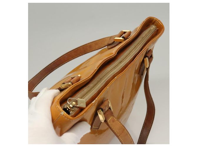 LOUIS VUITTON Monogram Vernis Borsa a Mano Houston Gialla M91121 LV Auth BA994 Giallo - vista 7