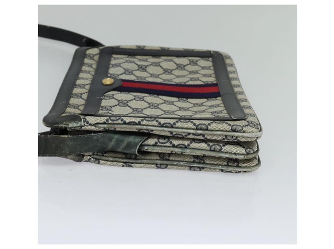 GUCCI GG Supreme Sherry Line Borsa a Spalla PVC Blu Navy Oro Rosso 010 378 Auth MY222 - vista 3