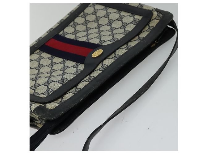 GUCCI GG Supreme Sherry Line Borsa a Spalla PVC Blu Navy Oro Rosso 010 378 Auth MY222 - vista 6