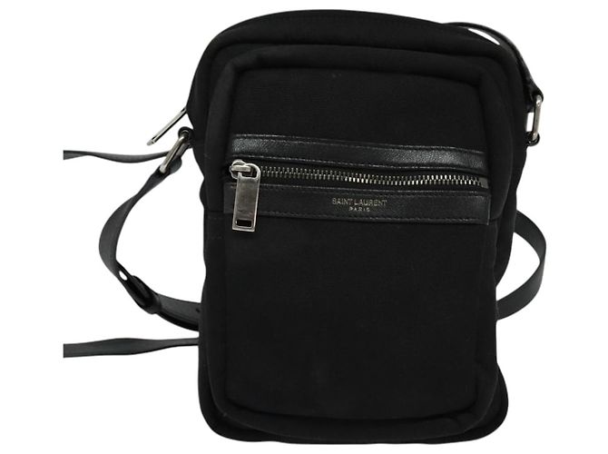 Borsa a spalla in tela nera Auth BA873 di SAINT LAURENT Nero - vista 13