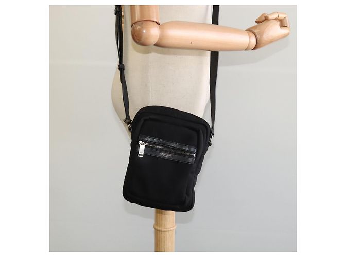 Borsa a spalla in tela nera Auth BA873 di SAINT LAURENT Nero - vista 21