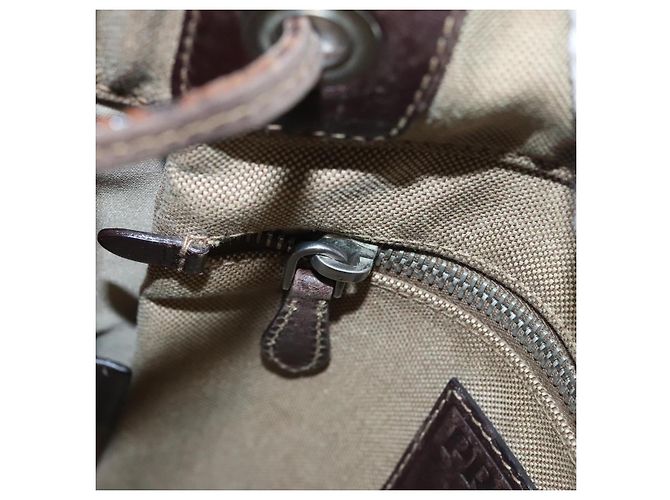 Borsa a spalla PRADA in tela beige Auth hk2410 - vista 21
